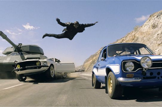 A very normal scene from a very normal car chase movie, no big deal